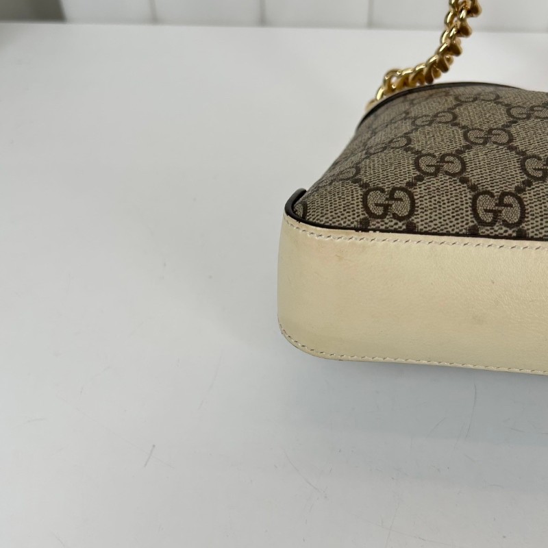 古馳/Gucci  Padlock系列肩背包 白色皮革滾邊搭配金色五金配件 時尚百搭-10