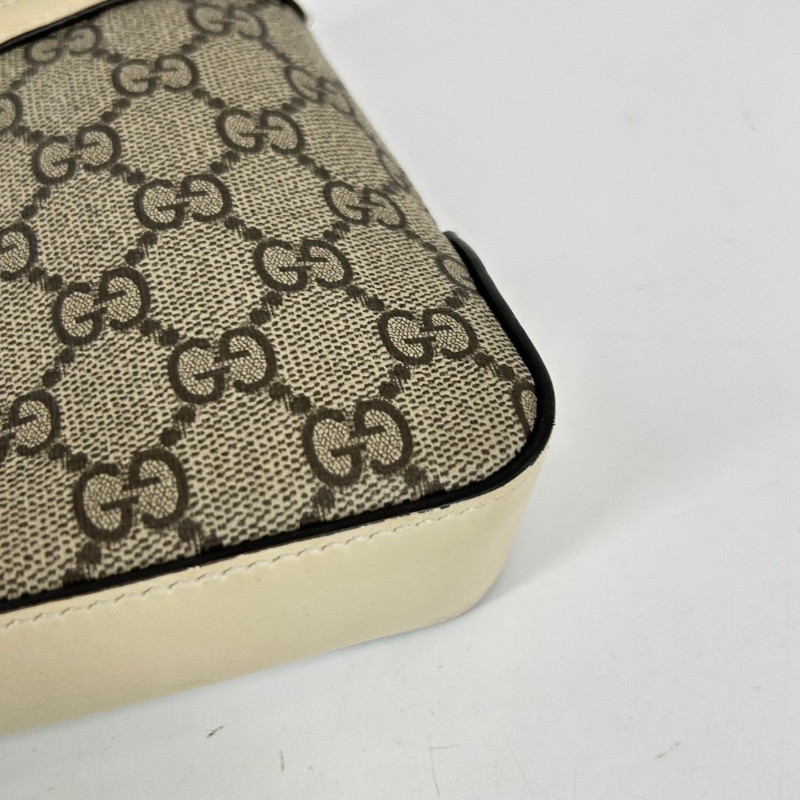 古馳/Gucci  Padlock系列肩背包 白色皮革滾邊搭配金色五金配件 時尚百搭-13