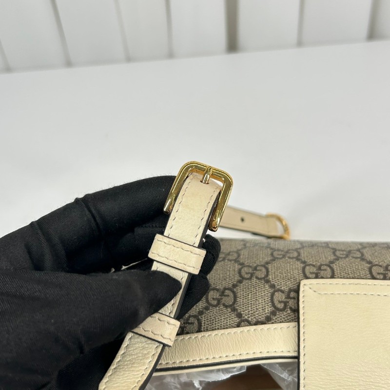 古馳/Gucci  Padlock系列肩背包 白色皮革滾邊搭配金色五金配件 時尚百搭-15