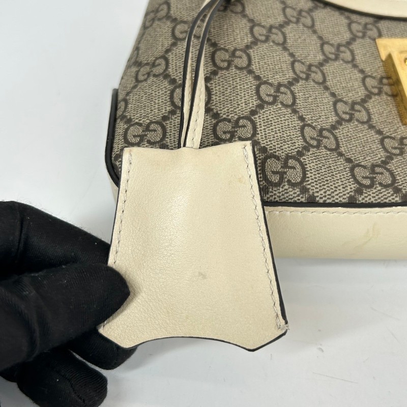 古馳/Gucci  Padlock系列肩背包 白色皮革滾邊搭配金色五金配件 時尚百搭-16