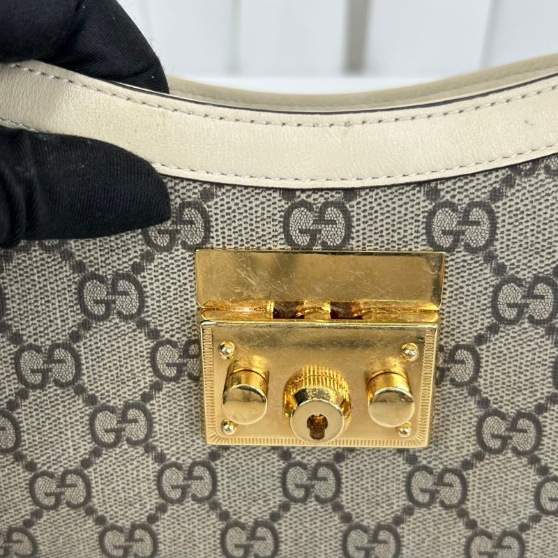 古馳/Gucci  Padlock系列肩背包 白色皮革滾邊搭配金色五金配件 時尚百搭-18