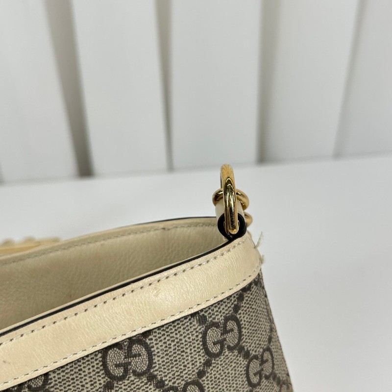 古馳/Gucci  Padlock系列肩背包 白色皮革滾邊搭配金色五金配件 時尚百搭-19
