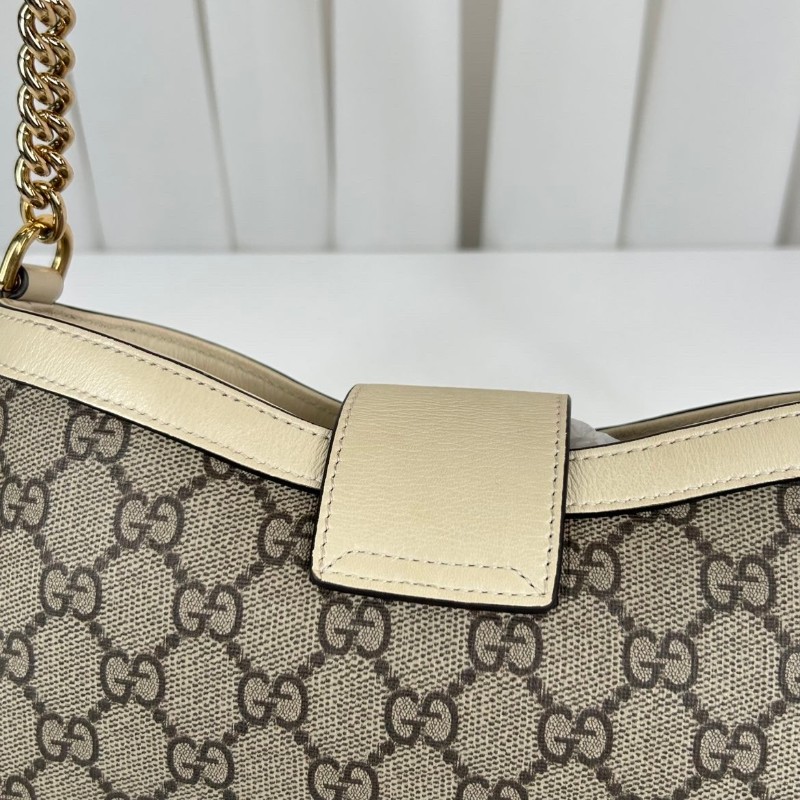 古馳/Gucci  Padlock系列肩背包 白色皮革滾邊搭配金色五金配件 時尚百搭-20