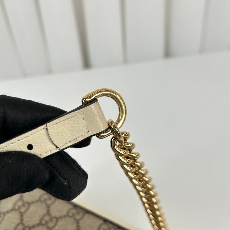 古馳/Gucci  Padlock系列肩背包 白色皮革滾邊搭配金色五金配件 時尚百搭-21