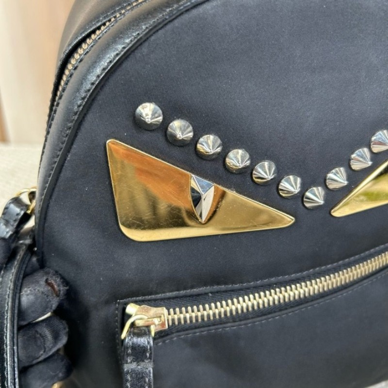 芬迪Fendi黑金佈面金色眼睛小怪獸雙肩包 休閒百搭的一款包包 小怪獸的設計感更增加了靈動感 容量實用 日常百搭-20