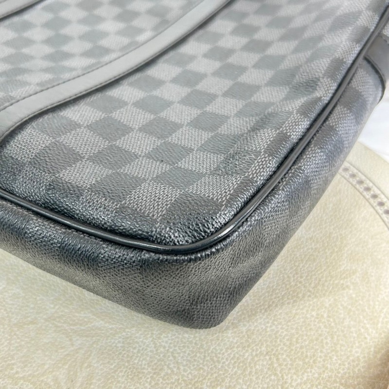 LV路易威登  黑灰棋盤格手提公文包 時尚型男必備  大容量 內有隔層 可以放電腦-9