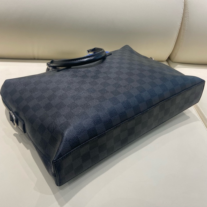 LouisVuitton 路易威登 灰棋盤格公文包,缺肩帶 🈚附件-4