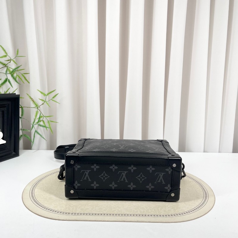 LV路易威登 芯片款 Soft Trunk黑盒子 經典老花 黑色塗層帆布拼牛皮 黑色鏈條肩帶 可單肩可斜挎 容量大 包型立挺-2