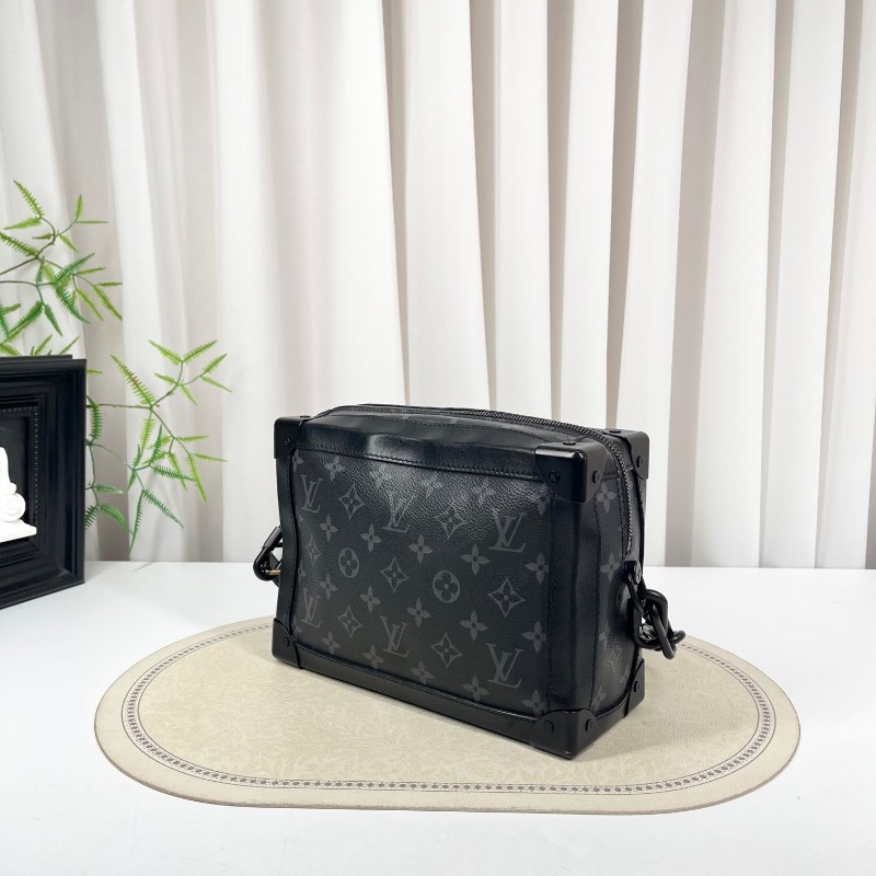 LV路易威登 芯片款 Soft Trunk黑盒子 經典老花 黑色塗層帆布拼牛皮 黑色鏈條肩帶 可單肩可斜挎 容量大 包型立挺-4