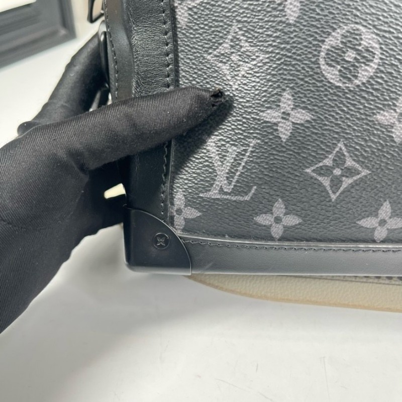 LV路易威登 芯片款 Soft Trunk黑盒子 經典老花 黑色塗層帆布拼牛皮 黑色鏈條肩帶 可單肩可斜挎 容量大 包型立挺-15