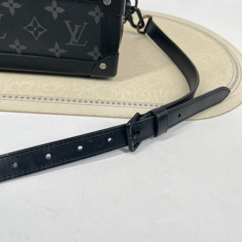 LV路易威登 芯片款 Soft Trunk黑盒子 經典老花 黑色塗層帆布拼牛皮 黑色鏈條肩帶 可單肩可斜挎 容量大 包型立挺-21