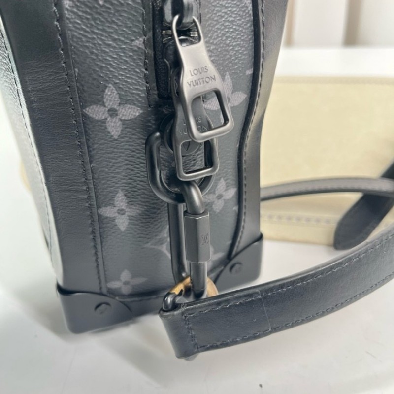 LV路易威登 芯片款 Soft Trunk黑盒子 經典老花 黑色塗層帆布拼牛皮 黑色鏈條肩帶 可單肩可斜挎 容量大 包型立挺-23