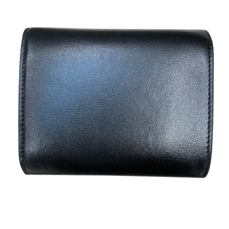 CELINE 賽琳 TRIOMPHE 皮革 三折短夾 黑色銀釦-1