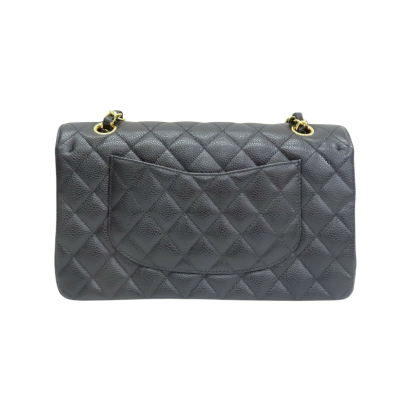 黑色 菱格紋 荔枝牛皮 鍊帶肩背包 金釦【CHANEL 香奈兒】 A01112-1