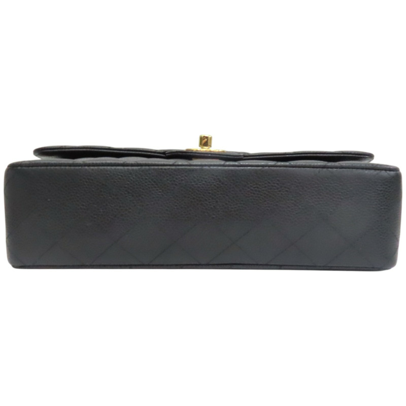 黑色 菱格紋 荔枝牛皮 鍊帶肩背包 金釦【CHANEL 香奈兒】 A01112-3