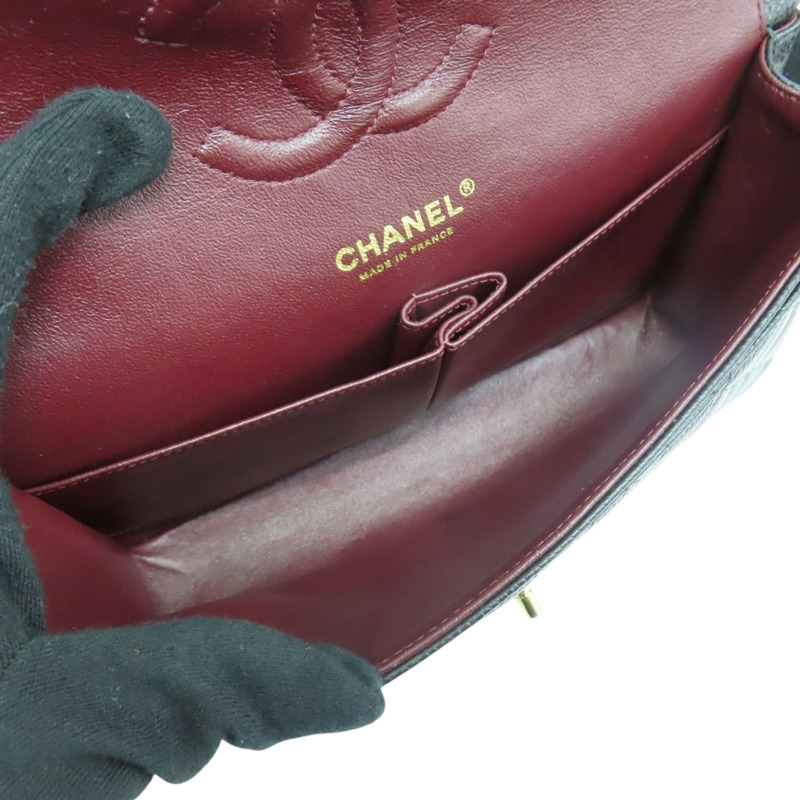 黑色 菱格紋 荔枝牛皮 鍊帶肩背包 金釦【CHANEL 香奈兒】 A01112-4