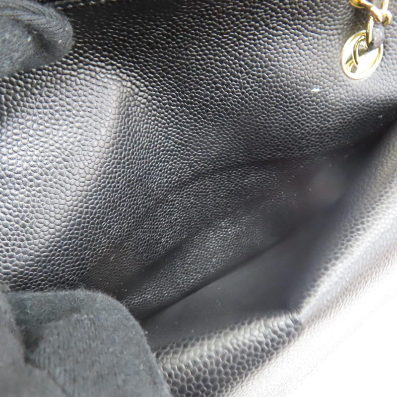 黑色 菱格紋 荔枝牛皮 鍊帶肩背包 金釦【CHANEL 香奈兒】 A01112-6