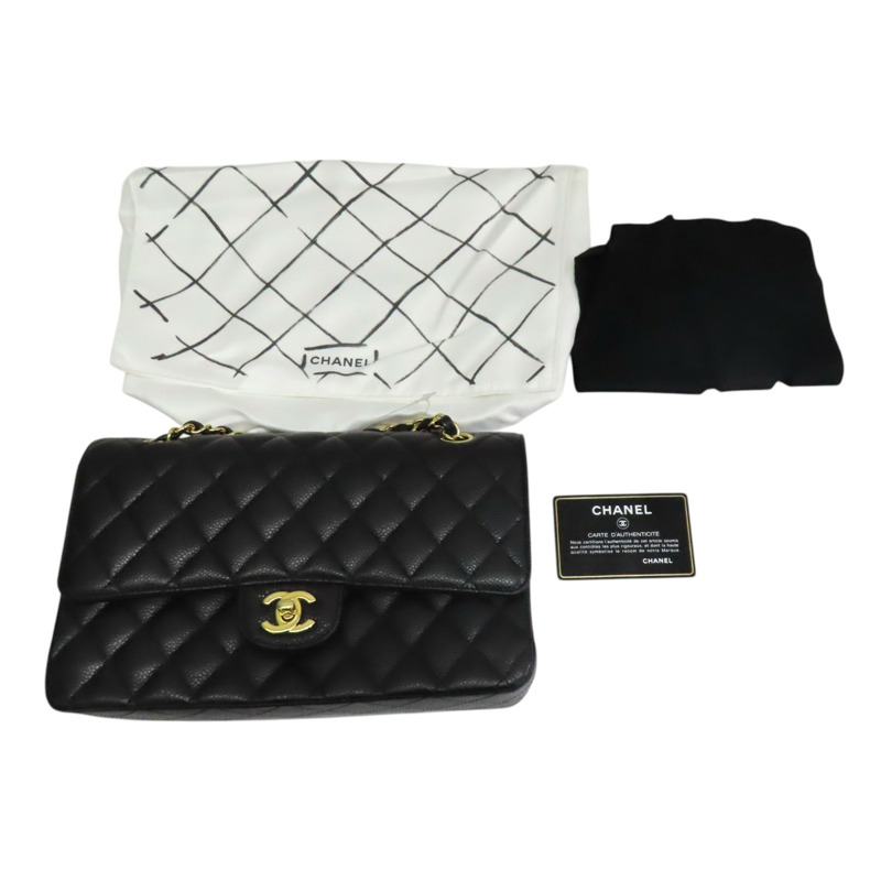 黑色 菱格紋 荔枝牛皮 鍊帶肩背包 金釦【CHANEL 香奈兒】 A01112-12