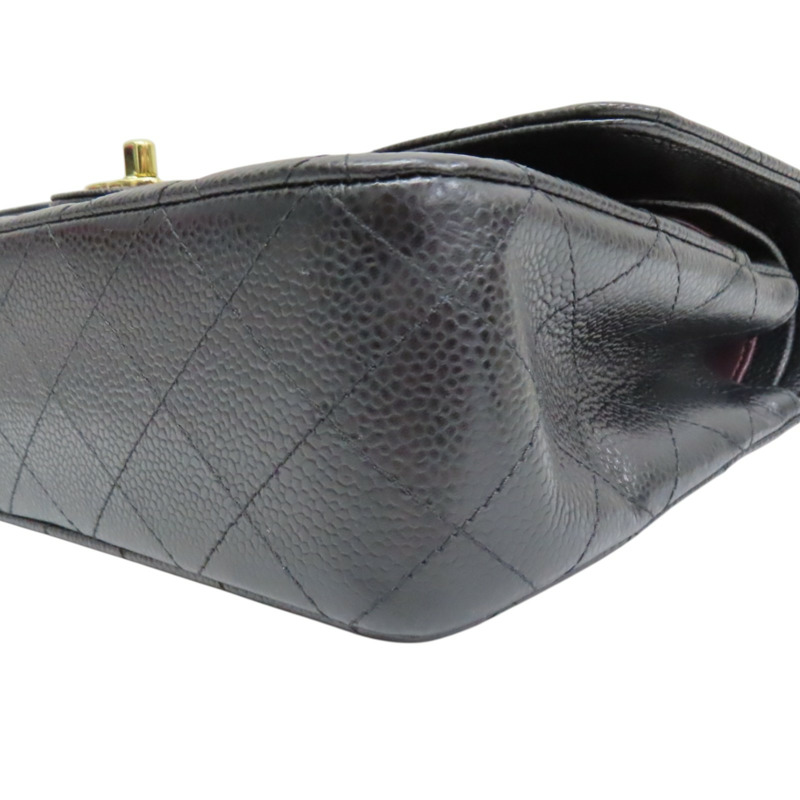 黑色 菱格紋 荔枝牛皮 鍊帶肩背包 金釦【CHANEL 香奈兒】 A01112-13