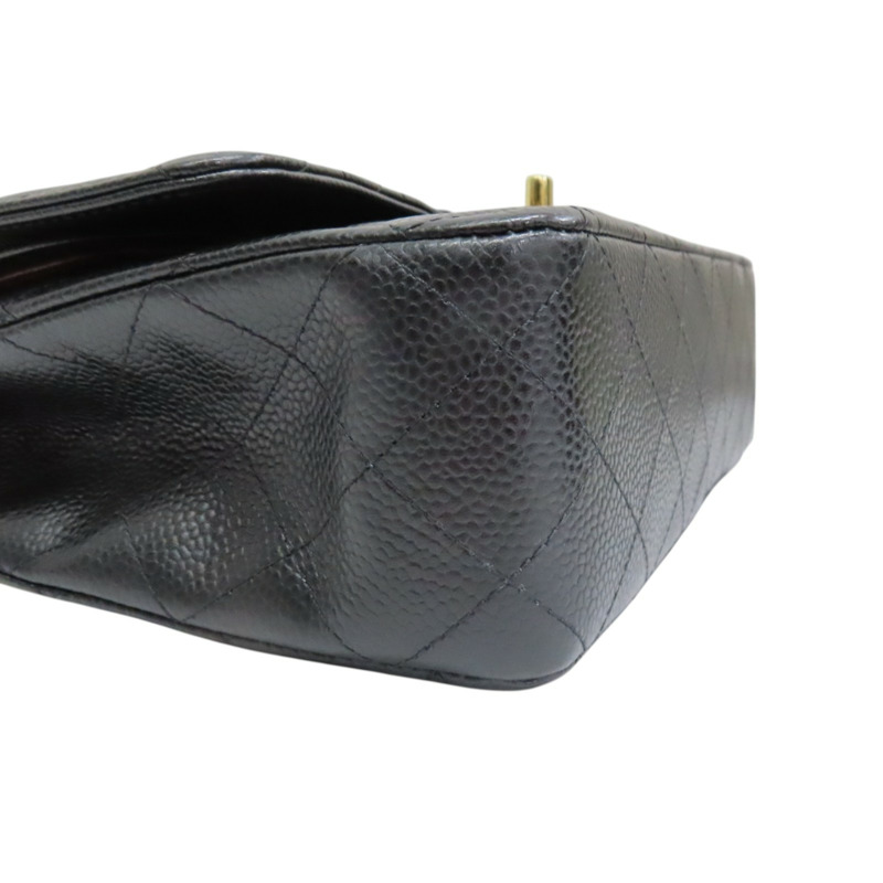 黑色 菱格紋 荔枝牛皮 鍊帶肩背包 金釦【CHANEL 香奈兒】 A01112-14