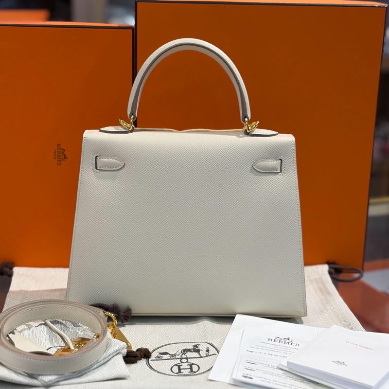 全❤️全套HERMES愛馬仕 Kelly25 奶昔白金扣,epsom皮奶昔白氣質女神專屬 天花板級別-1