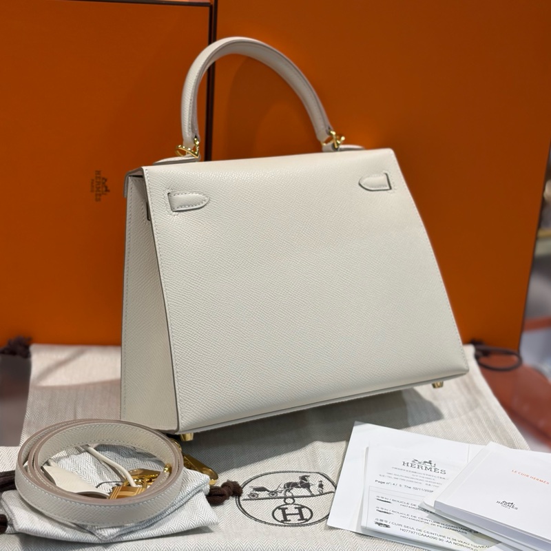 全❤️全套HERMES愛馬仕 Kelly25 奶昔白金扣,epsom皮奶昔白氣質女神專屬 天花板級別-2