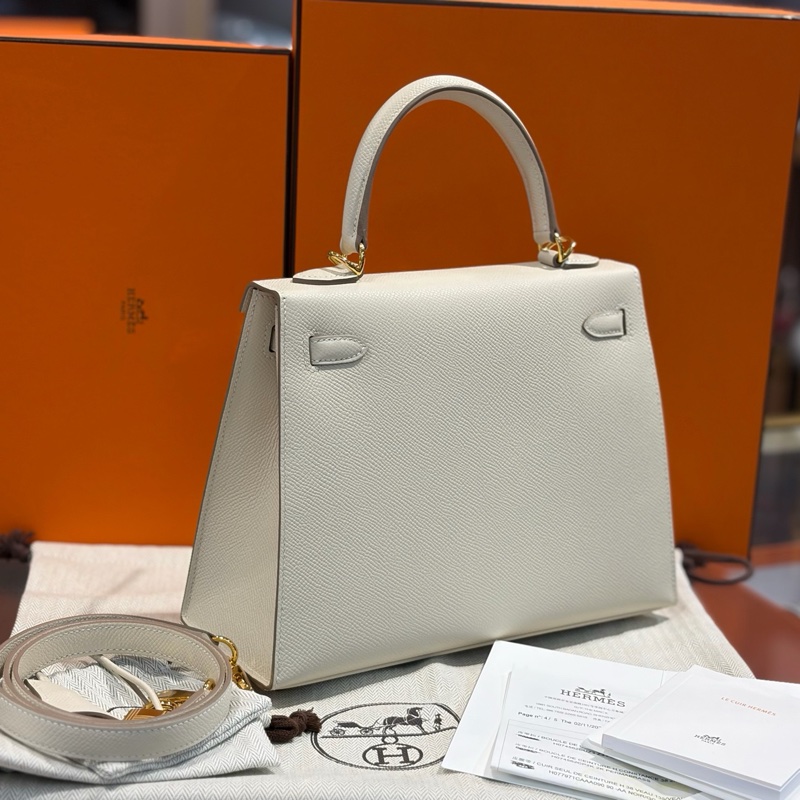 全❤️全套HERMES愛馬仕 Kelly25 奶昔白金扣,epsom皮奶昔白氣質女神專屬 天花板級別-3