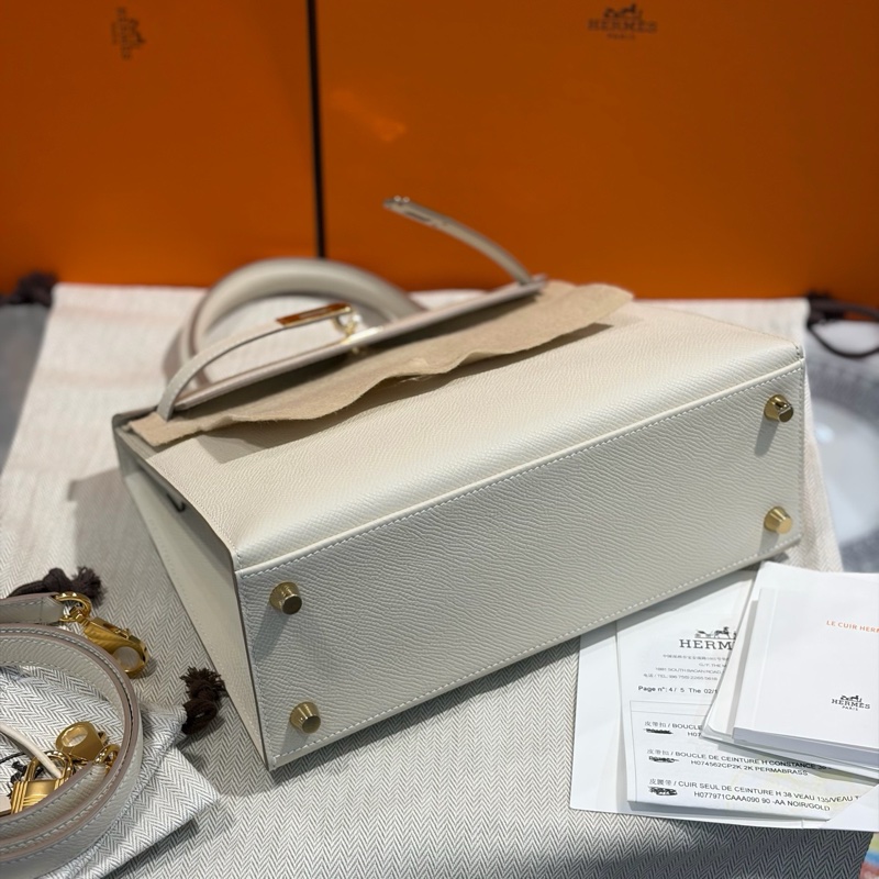 全❤️全套HERMES愛馬仕 Kelly25 奶昔白金扣,epsom皮奶昔白氣質女神專屬 天花板級別-5