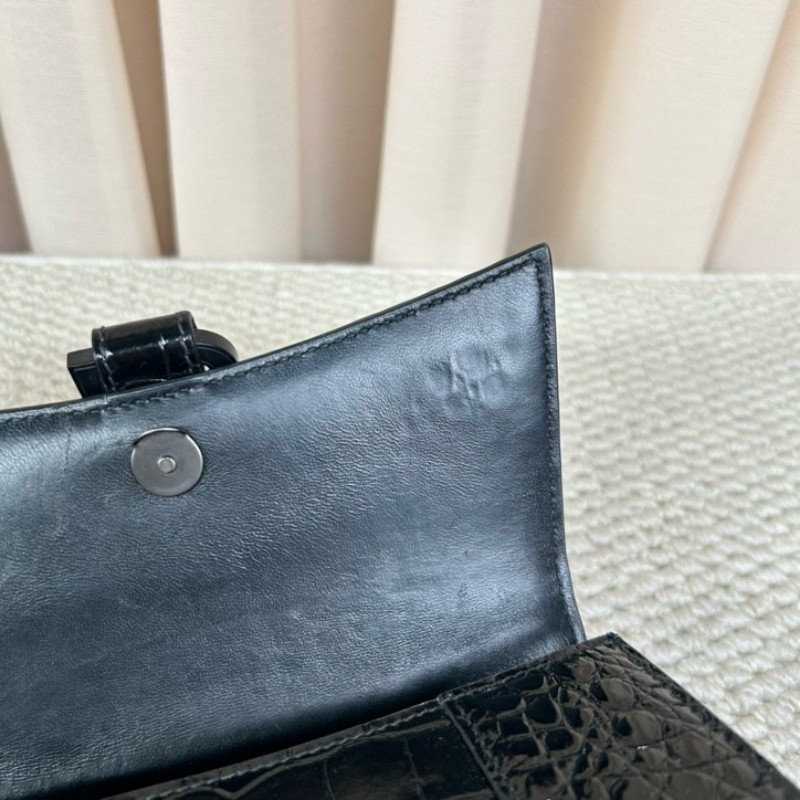 sh zym 巴黎世家Balenciaga hourglass 黑扣鱷魚紋沙漏包 磨砂黑扣更顯高級 有肩帶 可單肩可斜挎可手提 日常百搭 拍照超出片-20