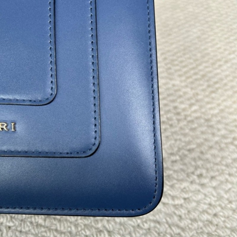 寶格麗Bvlgari藍色蛇頭風琴包 經典蛇頭 銀色五金 包型立體飽滿 可單肩可斜挎可手提 容量實用 日常通勤百搭氣質款-10