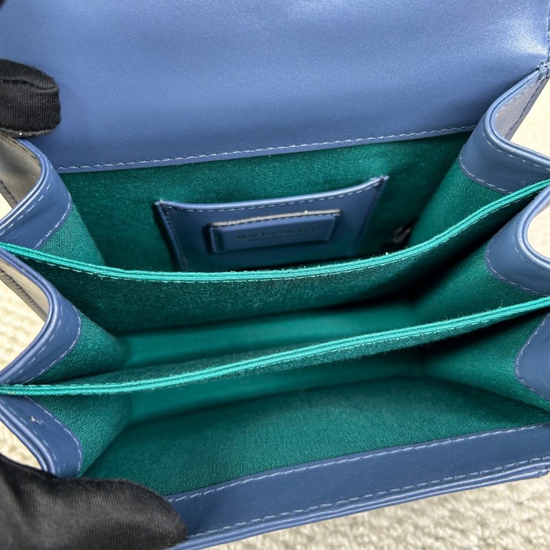 寶格麗Bvlgari藍色蛇頭風琴包 經典蛇頭 銀色五金 包型立體飽滿 可單肩可斜挎可手提 容量實用 日常通勤百搭氣質款-11