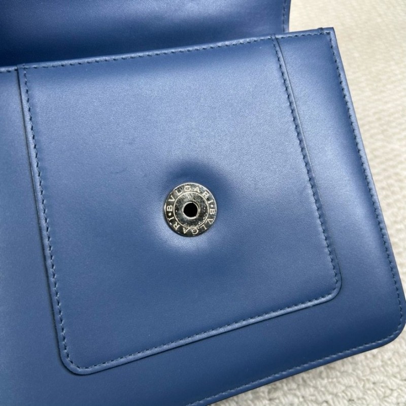 寶格麗Bvlgari藍色蛇頭風琴包 經典蛇頭 銀色五金 包型立體飽滿 可單肩可斜挎可手提 容量實用 日常通勤百搭氣質款-15