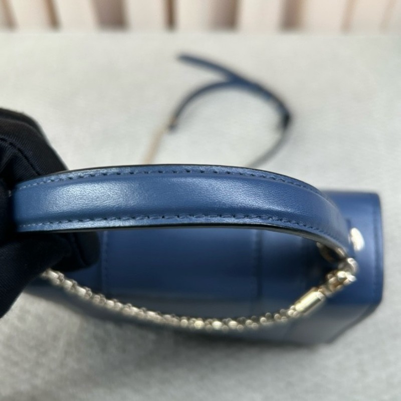 寶格麗Bvlgari藍色蛇頭風琴包 經典蛇頭 銀色五金 包型立體飽滿 可單肩可斜挎可手提 容量實用 日常通勤百搭氣質款-20