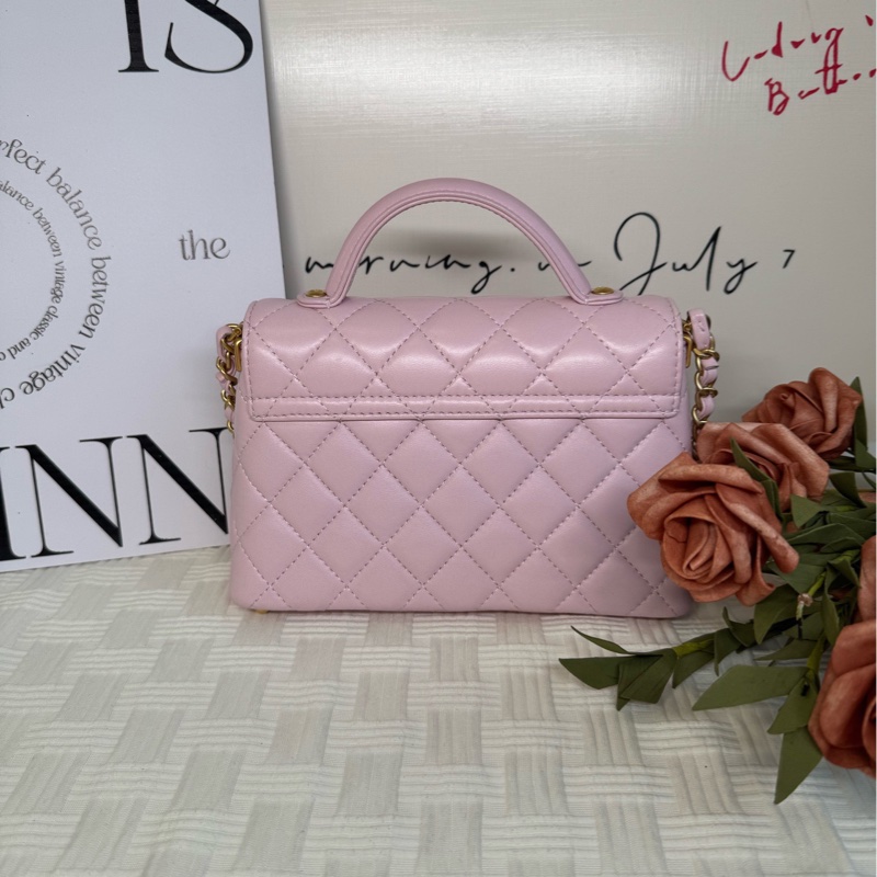 香奈兒/Chanel 粉色羊皮 金扣25P Kelly 芯片款-5
