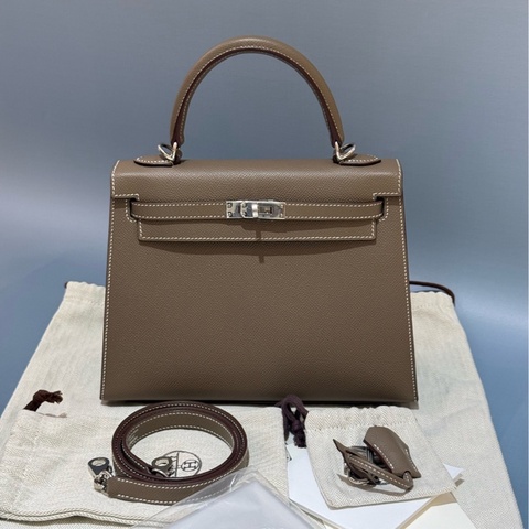 HERMES/愛馬仕 KELLY25 大象灰 銀扣 Epsom皮