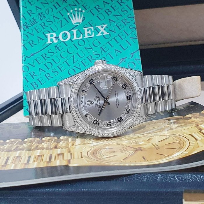 【大眾名錶】ROLEX 勞力士 18296 Day-Date MA多層鑽面盤 原廠鑽腳 後加鑽圈 B773-3