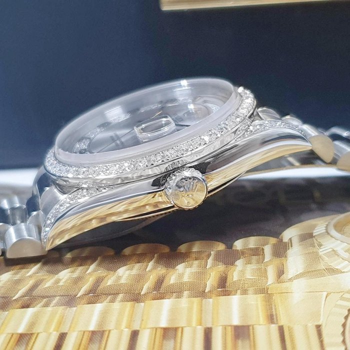 【大眾名錶】ROLEX 勞力士 18296 Day-Date MA多層鑽面盤 原廠鑽腳 後加鑽圈 B773-4