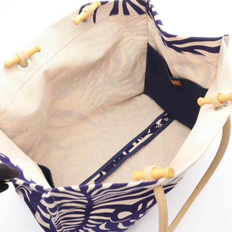愛馬仕 HERMES 沙灘包 Tigre à Lananas 手提包 帆布 女士 米色/海軍藍-2