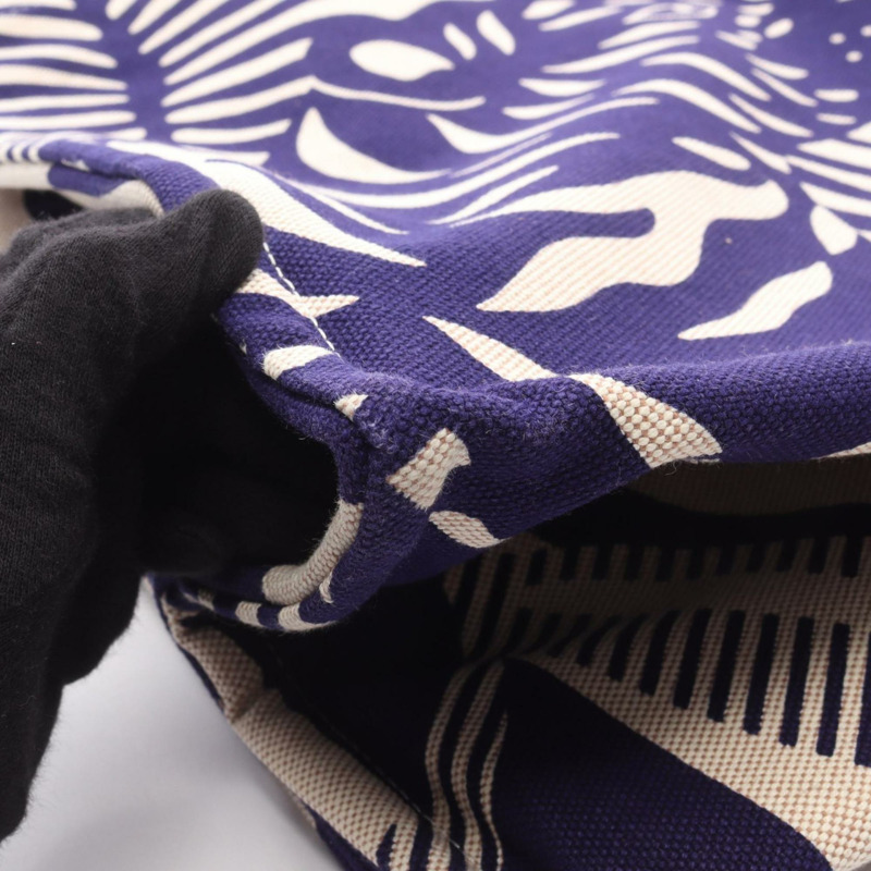 愛馬仕 HERMES 沙灘包 Tigre à Lananas 手提包 帆布 女士 米色/海軍藍-6