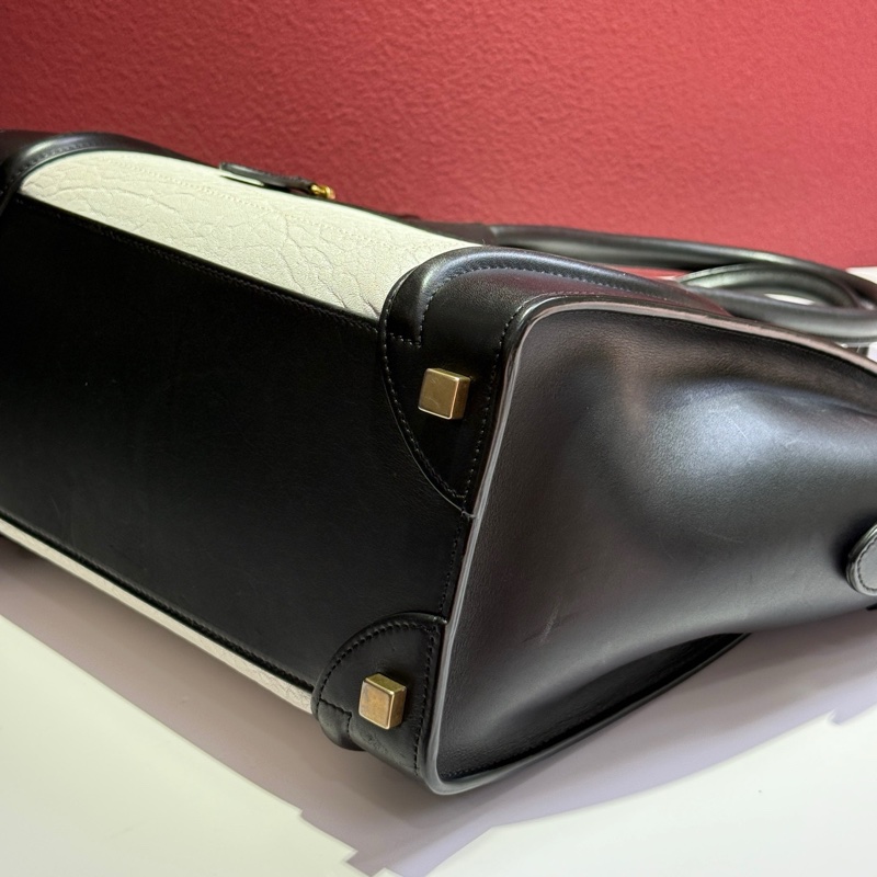 賽琳/Celine 牛皮 長 26 x 寬 13 x 高 27 cm 黑白笑臉包 100%小牛皮100%小羊皮襯里-3