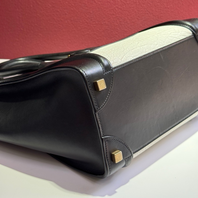 賽琳/Celine 牛皮 長 26 x 寬 13 x 高 27 cm 黑白笑臉包 100%小牛皮100%小羊皮襯里-4