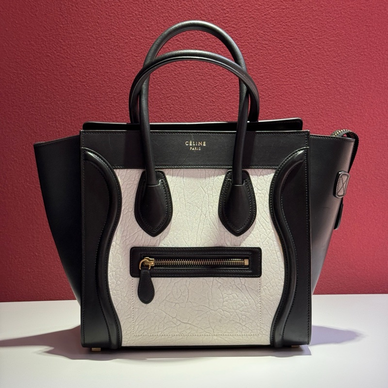賽琳/Celine 牛皮 長 26 x 寬 13 x 高 27 cm 黑白笑臉包 100%小牛皮100%小羊皮襯里-8