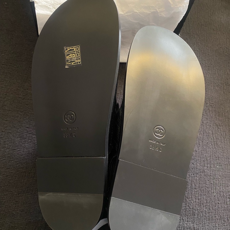 閒置新 未使用 Chanel香奈兒 魔術貼涼鞋黑色 38.5碼 有盒有塵袋-4