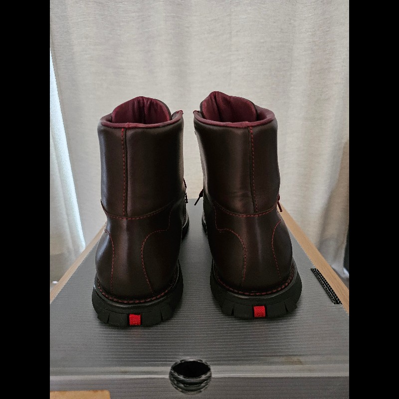 Prada 男真皮高筒鞋 深棕色 US13 Made in Italy 附防塵袋-4