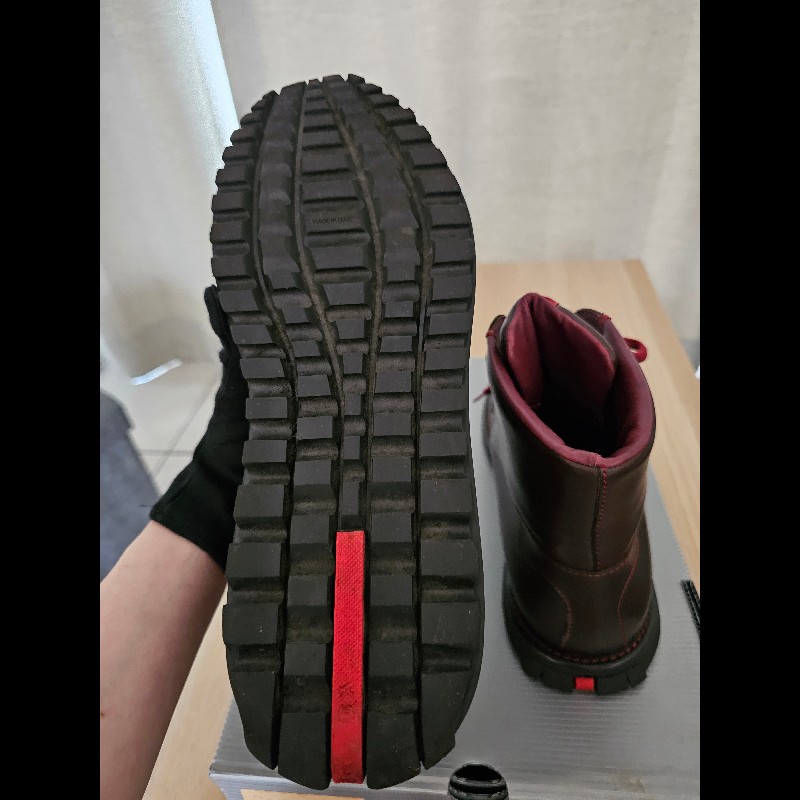 Prada 男真皮高筒鞋 深棕色 US13 Made in Italy 附防塵袋-9