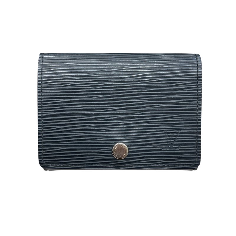 LOUIS VUITTON 路易威登 M56169 ENVELOPPE CARTE DE VISITE 水波紋名片夾 EPI皮革 黑色 銀釦-0