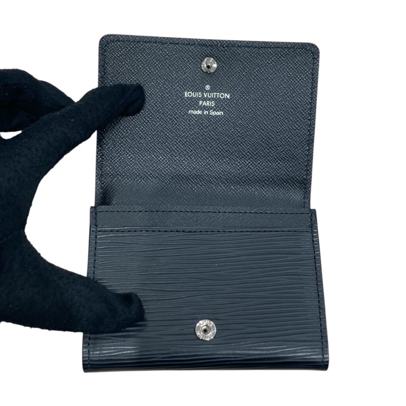LOUIS VUITTON 路易威登 M56169 ENVELOPPE CARTE DE VISITE 水波紋名片夾 EPI皮革 黑色 銀釦-10