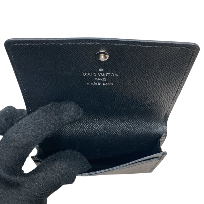 LOUIS VUITTON 路易威登 M56169 ENVELOPPE CARTE DE VISITE 水波紋名片夾 EPI皮革 黑色 銀釦-11