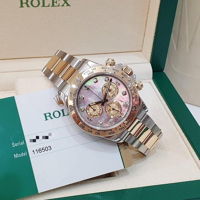 【大眾名錶】ROLEX 勞力士 116503 Daytona 半金款迪通拿 2019/11 黑貝八鑽 B1121-1