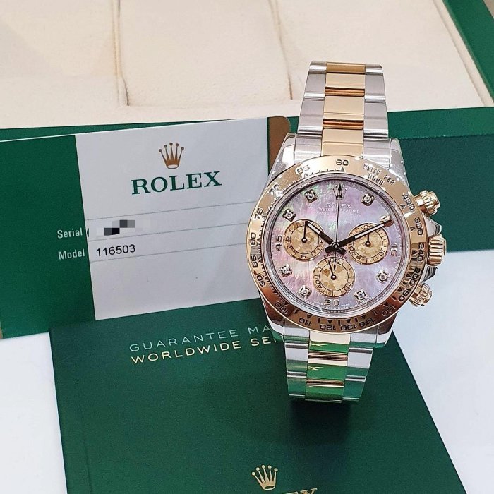 【大眾名錶】ROLEX 勞力士 116503 Daytona 半金款迪通拿 2019/11 黑貝八鑽 B1121-2